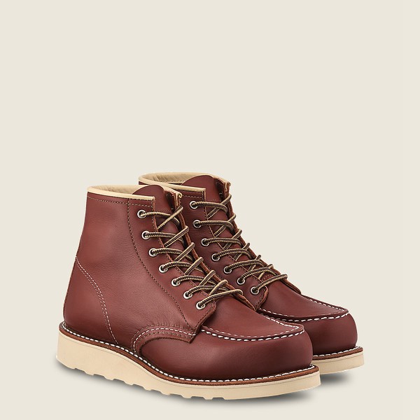 Red Wing Heritage Boots 6-Inch Classic Moc - Short Atanado Læder - Burgunder - Dame 0714-JNPGX